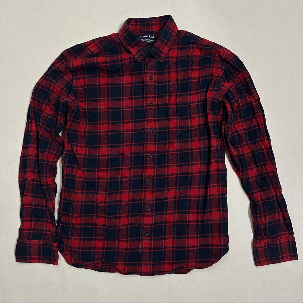 Men’s Red Plaid Cotton Shirt Made in Canada by KOVALUM
